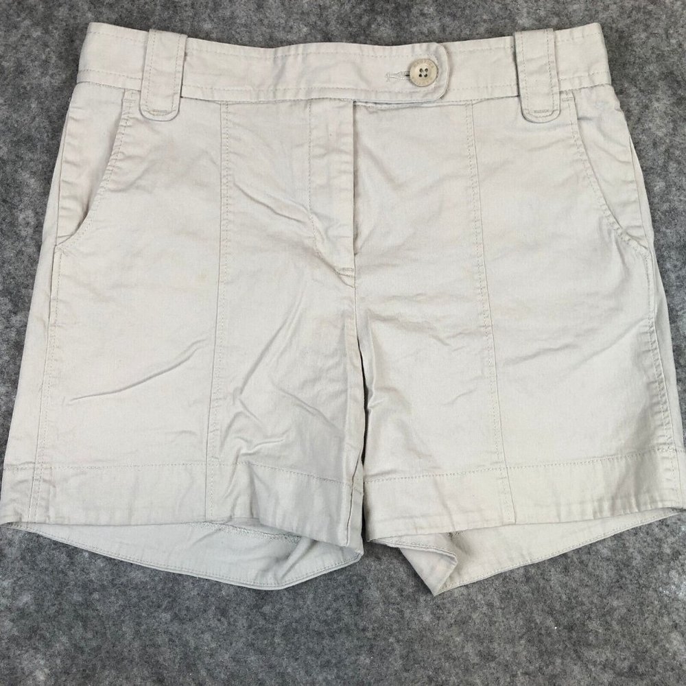 Nautica Shorts 8 29 Mid Rise Midi Center Seam Flat Front Khaki Beige Twill Women